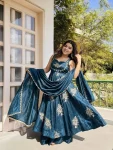 4TRENDING FENDY SILK EMBROIDERY SEQUENCE WORK GOWN PALAZZO WITH DUPATTA WEDDING WEAR WHOLESALE PRICE ETHNIC GARMENT (34)