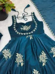 4TRENDING FENDY SILK EMBROIDERY SEQUENCE WORK GOWN PALAZZO WITH DUPATTA WEDDING WEAR WHOLESALE PRICE ETHNIC GARMENT (34)