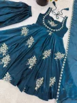 4TRENDING FENDY SILK EMBROIDERY SEQUENCE WORK GOWN PALAZZO WITH DUPATTA WEDDING WEAR WHOLESALE PRICE ETHNIC GARMENT (34)
