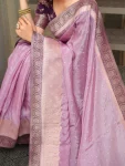 5CLASSIC LICHI SILK JACQUARD WORK SAREE WITH UNSTITCHED BLOUSE FESTIVE WEAR WHOLESALE PRICE ETHNIC GARMENT (28)