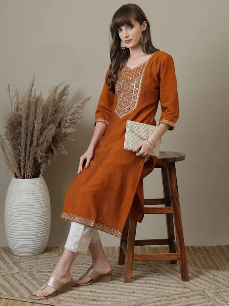 5FANCY RAYON EMBROIDERY WORK ONLY KURTI FESTIVE WEAR WHOLESALE PRICE ETHNIC GARMENT (23)