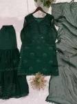 5MODERN GEORGETTE SEQUENCE EMBROIDERY WORK TOP SHARARA WITH DUPATTA FESTIVE WEAR WHOLESALE PRICE ETHNIC GARMENT (13)