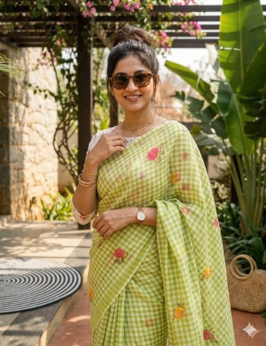 5MODERN LINEN COTTON DIGITAL PRINT WITH TASSELS WORK SAREE WITH UNSTITCHED BLOUSE FESTIVE WEAR WHOLESALE PRICE ETHNIC GARMENT (1)