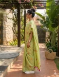 5MODERN LINEN COTTON DIGITAL PRINT WITH TASSELS WORK SAREE WITH UNSTITCHED BLOUSE FESTIVE WEAR WHOLESALE PRICE ETHNIC GARMENT (2)