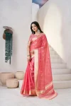 5RICH LOOK LINEN COTTON SILK GOLD ZARI AND SELF DESIGN WORK SAREE WITH UNSTITCHED BLOUSE FESTIVE WEAR WHOLESALE PRICE ETHNIC GARMENT (4)