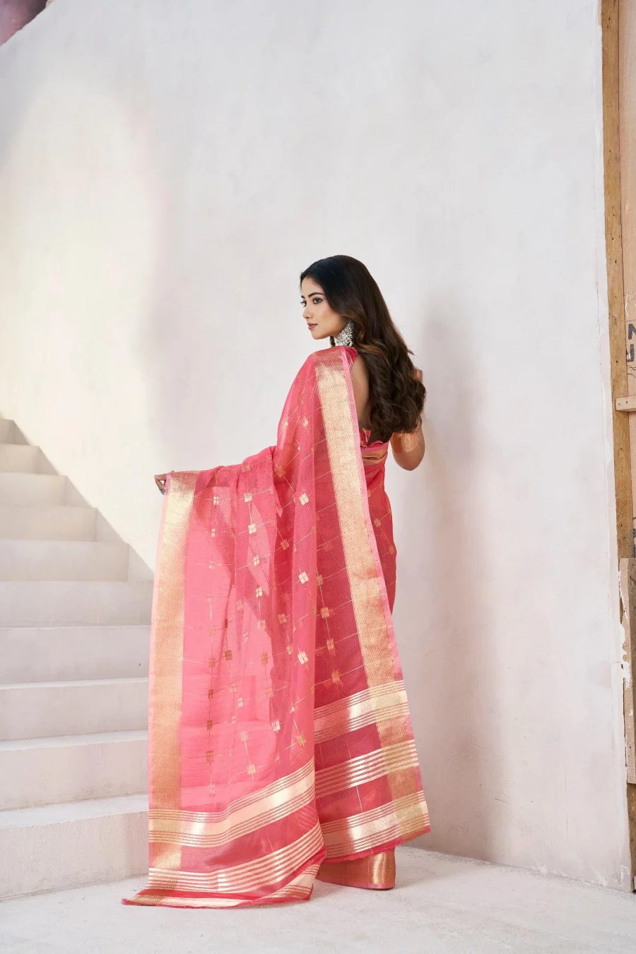 5RICH LOOK LINEN COTTON SILK GOLD ZARI AND SELF DESIGN WORK SAREE WITH UNSTITCHED BLOUSE FESTIVE WEAR WHOLESALE PRICE ETHNIC GARMENT (3)