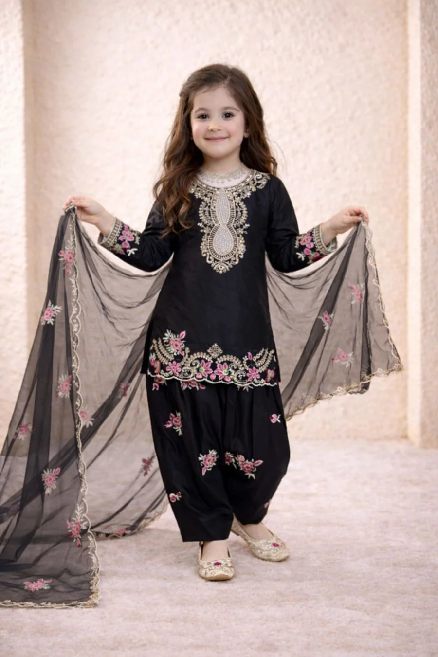 5RICH LOOK NATURAL CREPE EMBROIDERY SEQUENCE WORK KID'S TOP PATIYALA WITH DUPATTA FESTIVE WEAR WHOLESALE PRICE ETHNIC GARMENT (16)