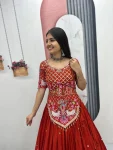 5RICH LOOK VICHITRA SILK EMBROIDERY THREAD & SEQUENCE WORK LEHENGA CHOLI WITH DUPATTA WEDDING WEAR WHOLESALE PRICE ETHNIC GARMENT (31)