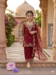 6DESIGNER GEORGETTE MULTI EMBROIDERY WITH MOTI WORK KID’S TOP BOTTOM WITH DUPATTA FESTIVE WEAR WHOLESALE PRICE ETHNIC GARMENT (13)