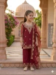6DESIGNER GEORGETTE MULTI EMBROIDERY WITH MOTI WORK KID’S TOP BOTTOM WITH DUPATTA FESTIVE WEAR WHOLESALE PRICE ETHNIC GARMENT (13)