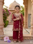 6DESIGNER GEORGETTE MULTI EMBROIDERY WITH MOTI WORK KID’S TOP BOTTOM WITH DUPATTA FESTIVE WEAR WHOLESALE PRICE ETHNIC GARMENT (13)