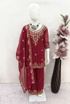6DESIGNER GEORGETTE MULTI EMBROIDERY WITH MOTI WORK KID’S TOP BOTTOM WITH DUPATTA FESTIVE WEAR WHOLESALE PRICE ETHNIC GARMENT (13)