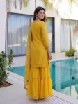 6FANCY GEORGETTE EMBROIDERY SEQUENCE ZARI WORK TOP SHARARA WITH DUPATTA FESTIVE WEAR WHOLESALE PRICE ETHNIC GARMENT (48)