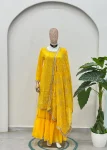 6FANCY GEORGETTE EMBROIDERY SEQUENCE ZARI WORK TOP SHARARA WITH DUPATTA FESTIVE WEAR WHOLESALE PRICE ETHNIC GARMENT (48)