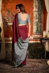 6MODERN MUL COTTON CONTRAST PALLU & FANCY TASSELS WORK SAREE WITH UNSTITCHED BLOUSE FESTIVE WEAR WHOLESALE PRICE ETHNIC GARMENT (19)