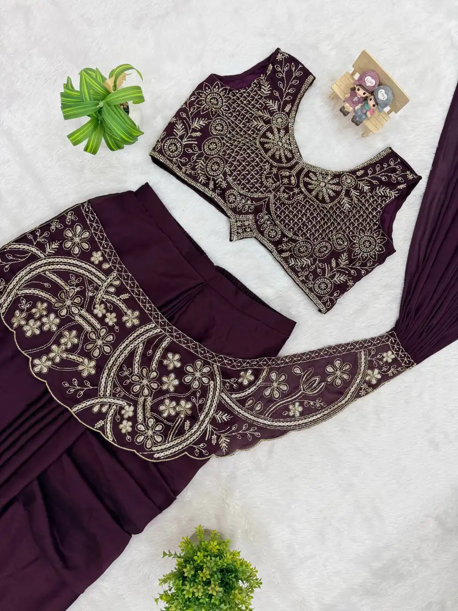 6TRENDING RANGOLI SILK EMBROIDERY THREAD & SEMI BEADS WORK READY TO WEAR SAREE WITH STITCHED BLOUSE PARTY WEAR WHOLESALE PRICE ETHNIC GARMENT (18)