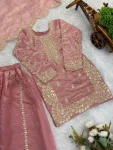 DESIGNER FENDY SILK EMBROIDERY CODING AND SEQUENCE WORK MOTHER DAUGHTER SET WEDDING WEAR WHOLESALE PRICE ETHNIC GARMENT (2)