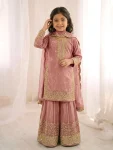 DESIGNER FENDY SILK EMBROIDERY CODING AND SEQUENCE WORK MOTHER DAUGHTER SET WEDDING WEAR WHOLESALE PRICE ETHNIC GARMENT (2)
