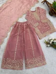 DESIGNER FENDY SILK EMBROIDERY CODING AND SEQUENCE WORK MOTHER DAUGHTER SET WEDDING WEAR WHOLESALE PRICE ETHNIC GARMENT (2)