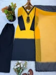 7FANCY FRENCH CREPE SILK EMBROIDERY BEADS WORK TOP BOTTOM WITH DUPATTA FESTIVE WEAR WHOLESALE PRICE ETHNIC GARMENT (36)