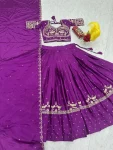 ATTRACTIVE CHINON EMBROIDERY THREAD & SEQUENCE WORK LEHENGA CHOLI WITH DUPATTA WEDDING WEAR WHOLESALE PRICE ETHNIC GARMENT (4)