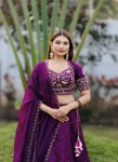 ATTRACTIVE CHINON EMBROIDERY THREAD & SEQUENCE WORK LEHENGA CHOLI WITH DUPATTA WEDDING WEAR WHOLESALE PRICE ETHNIC GARMENT (4)