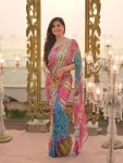 BOLLYWOOD SOFT TABBY DIGITAL PRINT WITH REAL MIRROR WORK SAREE WITH UNSTITCHED BLOUSE PINK