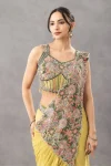 CLASSIC CHINON EMBROIDERY WORK READY TO WEAR SAREE WITH STITCHED BLOUSE PARTY WEAR WHOLESALE PRICE ETHNIC GARMENT (15)