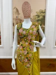 CLASSIC CHINON EMBROIDERY WORK READY TO WEAR SAREE WITH STITCHED BLOUSE PARTY WEAR WHOLESALE PRICE ETHNIC GARMENT (15)