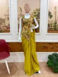 CLASSIC CHINON EMBROIDERY WORK READY TO WEAR SAREE WITH STITCHED BLOUSE PARTY WEAR WHOLESALE PRICE ETHNIC GARMENT (15)