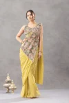 CLASSIC CHINON EMBROIDERY WORK READY TO WEAR SAREE WITH STITCHED BLOUSE PARTY WEAR WHOLESALE PRICE ETHNIC GARMENT (15)