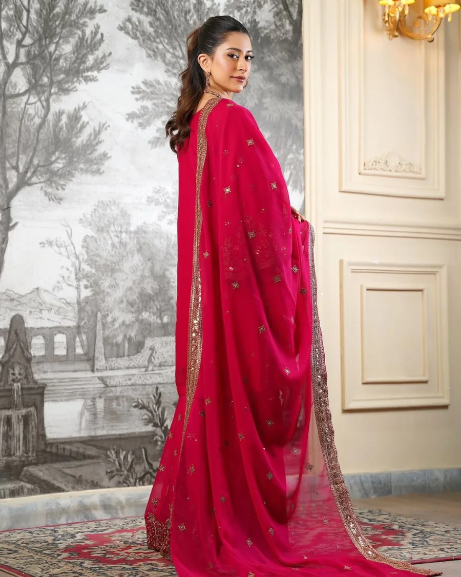 CLASSIC FENDY SILK EMBROIDERY SEQUENCE WORK TOP SHARARA WITH DUPATTA FESTIVE WEAR WHOLESALE PRICE ETHNIC GARMENT (10)