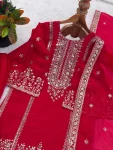 CLASSIC FENDY SILK EMBROIDERY SEQUENCE WORK TOP SHARARA WITH DUPATTA FESTIVE WEAR WHOLESALE PRICE ETHNIC GARMENT (15)