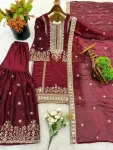 CLASSIC FENDY SILK EMBROIDERY SEQUENCE WORK TOP SHARARA WITH DUPATTA FESTIVE WEAR WHOLESALE PRICE ETHNIC GARMENT (15)