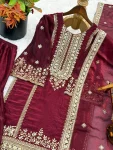 CLASSIC FENDY SILK EMBROIDERY SEQUENCE WORK TOP SHARARA WITH DUPATTA FESTIVE WEAR WHOLESALE PRICE ETHNIC GARMENT (15)