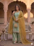 CLASSIC FENDY SILK SEQUENCE EMBROIDERY WORK TOP PALAZZO WITH DUPATTA FESTIVE WEAR WHOLESALE PRICE ETHNIC GARMENT (10)