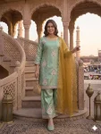 CLASSIC FENDY SILK SEQUENCE EMBROIDERY WORK TOP PALAZZO WITH DUPATTA FESTIVE WEAR WHOLESALE PRICE ETHNIC GARMENT (10)