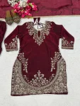 CLASSIC FENDY SILK SEQUENCE EMBROIDERY WORK TOP PALAZZO WITH DUPATTA FESTIVE WEAR WHOLESALE PRICE ETHNIC GARMENT (2)