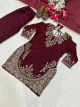 CLASSIC FENDY SILK SEQUENCE EMBROIDERY WORK TOP PALAZZO WITH DUPATTA FESTIVE WEAR WHOLESALE PRICE ETHNIC GARMENT (2)