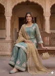 CLASSIC FENDY SILK SEQUENCE EMBROIDERY WORK TOP PALAZZO WITH DUPATTA FESTIVE WEAR WHOLESALE PRICE ETHNIC GARMENT (10)