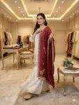 CLASSIC FENDY SILK SEQUENCE EMBROIDERY WORK TOP SHARARA WITH DUPATTA FESTIVE WEAR WHOLESALE PRICE ETHNIC GARMENT (3)