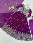 CLASSIC GEORGETTE EMBROIDERY WITH SEQUENCE & THREAD WORK GOWN BOTTOM WITH DUPATTA FESTIVE WEAR WHOLESALE PRICE ETHNIC GARMENT (2)