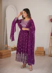 CLASSIC GEORGETTE EMBROIDERY WITH SEQUENCE & THREAD WORK GOWN BOTTOM WITH DUPATTA FESTIVE WEAR WHOLESALE PRICE ETHNIC GARMENT (2)