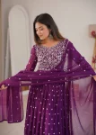 CLASSIC GEORGETTE EMBROIDERY WITH SEQUENCE & THREAD WORK GOWN BOTTOM WITH DUPATTA FESTIVE WEAR WHOLESALE PRICE ETHNIC GARMENT (2)