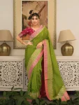 CLASSIC LICHI SILK JACQUARD WORK SAREE WITH UNSTITCHED BLOUSE FESTIVE WEAR WHOLESALE PRICE ETHNIC GARMENT (20)