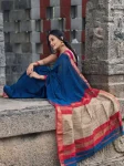 CLASSIC LICHI SILK JACQUARD WORK SAREE WITH UNSTITCHED BLOUSE TEAL