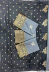 CLASSIC LICHI SILK JACQUARD WORK SAREE WITH UNSTITCHED BLOUSE FESTIVE WEAR WHOLESALE PRICE ETHNIC GARMENT (1)