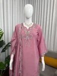 CLASSIC NATURAL CREPE THREAD WITH SEQUENCE WORK TOP PATIYALA WITH DUPATTA FESTIVE WEAR WHOLESALE PRICE ETHNIC GARMENT (20)