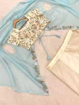 DESIGNER BANGLORI SILK EMBROIDERY SEQUENCE WORK DRAPE SKIRT BLOUSE WITH SHRUG PARTY WEAR WHOLESALE PRICE ETHNIC GARMENT (2)