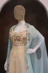 DESIGNER BANGLORI SILK EMBROIDERY SEQUENCE WORK DRAPE SKIRT BLOUSE WITH SHRUG PARTY WEAR WHOLESALE PRICE ETHNIC GARMENT (2)